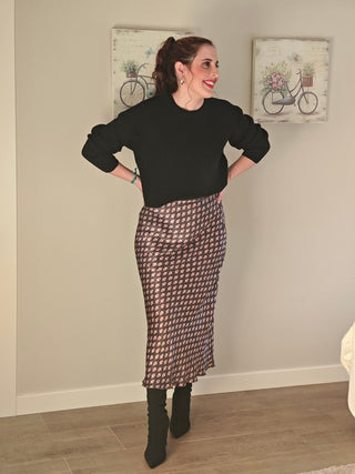 FALDA SATINADA ESTAMPADA