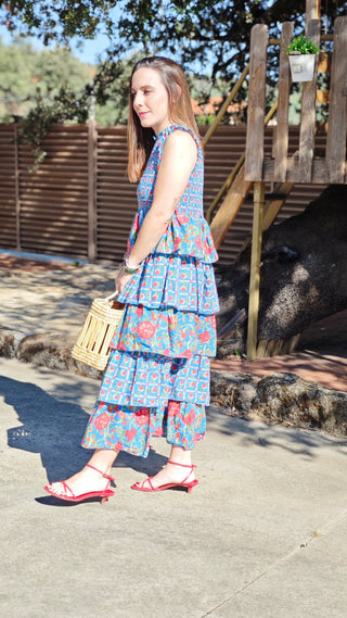 vestido Mauro rojo azul