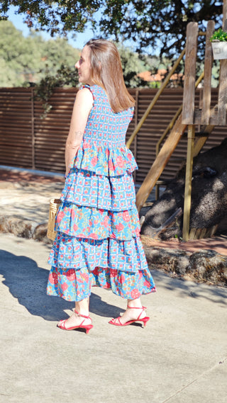 vestido Mauro rojo azul