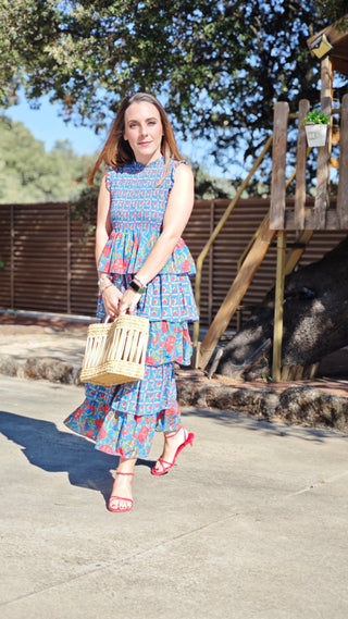vestido Mauro rojo azul
