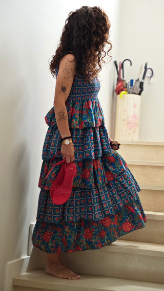 vestido Mauro rojo azul